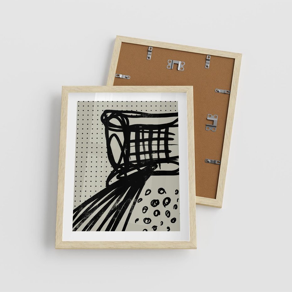 Plakat w ramie 40x50 - Złudne Kontemplacje - abstrakcyjna mroczna kompozycja, nieregularne - rama drewno