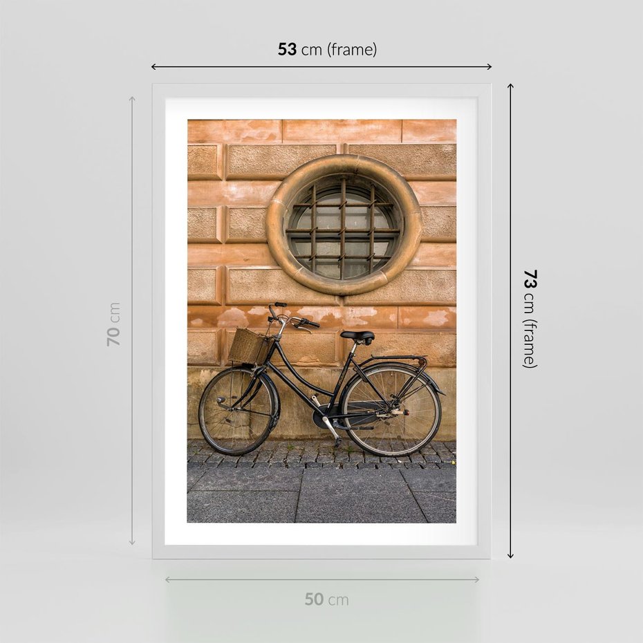 Plakat w ramie 50x70 - Holenderska Ikona - rower, Holandia - rama biała