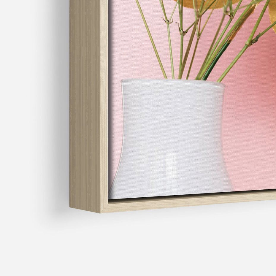 Obraz w ramie 80x120 - Blask Natury - złote, liście - rama drewno