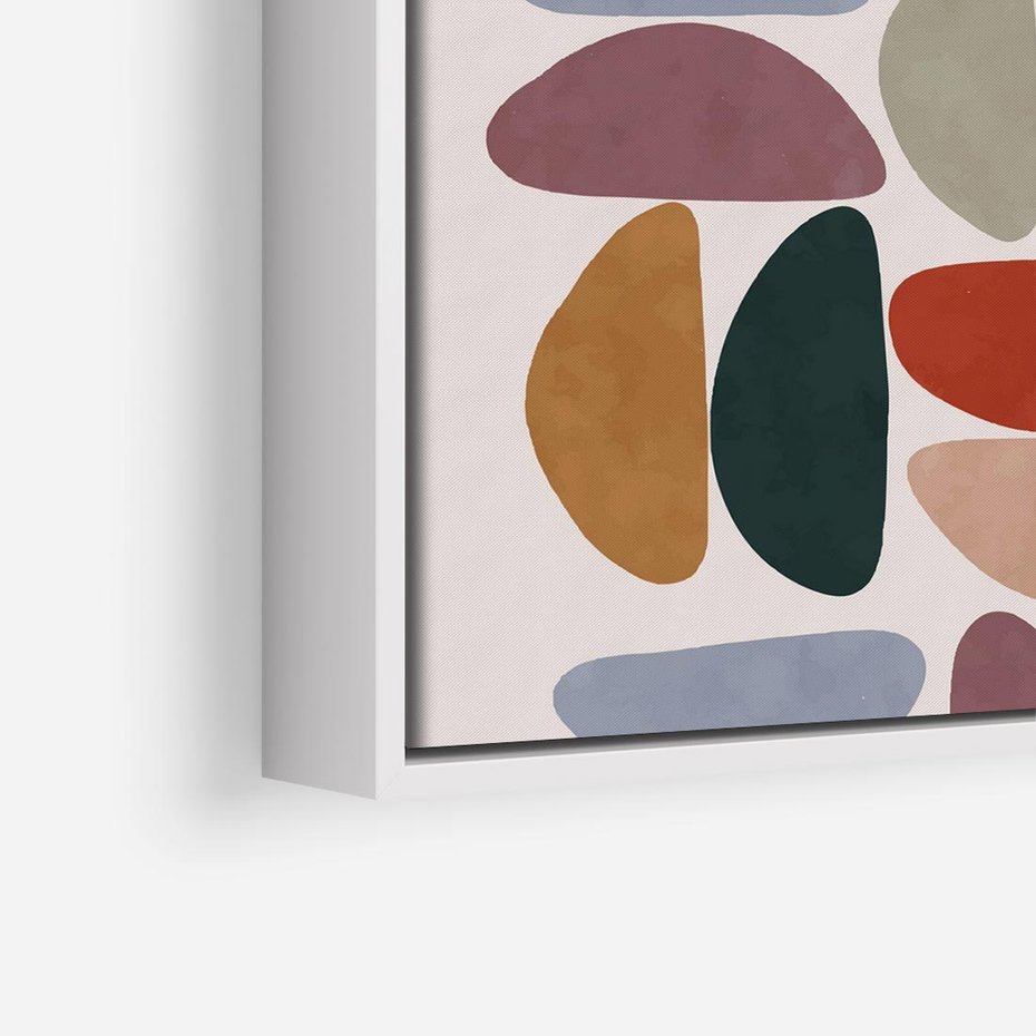 Obraz w ramie 50x50 - Kolorowe Echo Boho - abstrakcyjny obraz, geometryczna kompozycja - rama biała