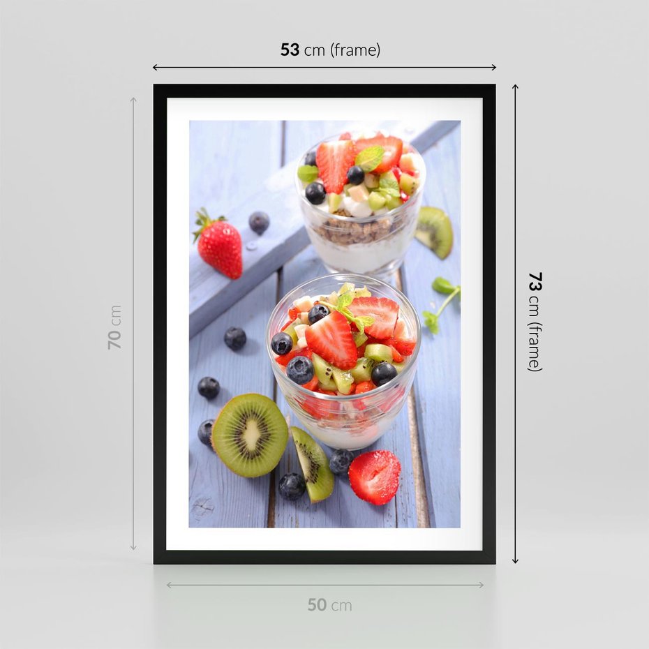 Plakat w ramie 50x70 - Świeżość i Zdrowie - sałatka, owoce - rama czarna