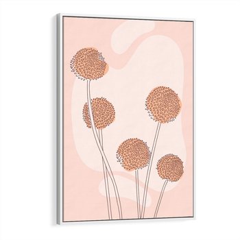 Obraz w ramie 50x70 - Rozkwitające Emocje - minimalistyczny plakat, pudrowe kwiaty - rama biała