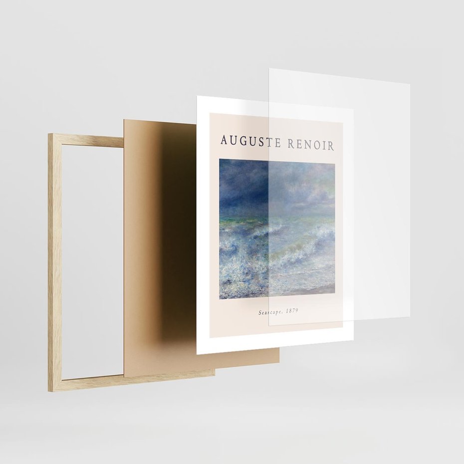 Plakat w ramie 40x50 - Auguste Renoir: Plakat z Pięknem Morza - auguste renoir, reprodukcja - rama drewno