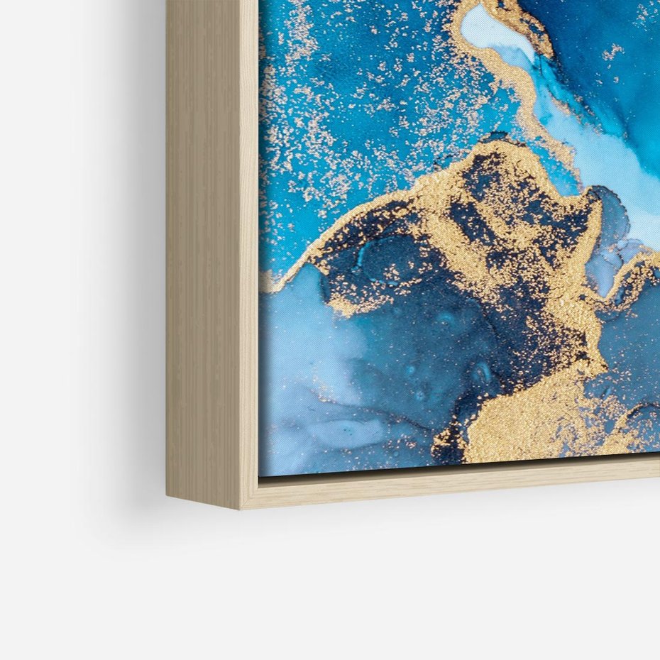 Obraz w ramie 80x80 - Elegancja i Wyrafinowanie - marmur, złoto - rama drewno