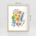 Plakat w ramie 40x50 - Migocące Widoki Kwiatów - akwarelowe polne kwiaty, minimalistyczny plakat - rama drewno
