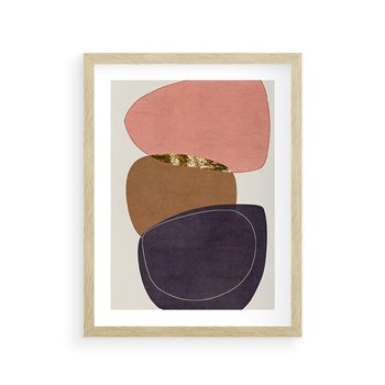 Plakat w ramie 50x70 - Rozkwitające Przenikające Formy - abstrakcyjny obraz, geometryczne formy - rama drewno