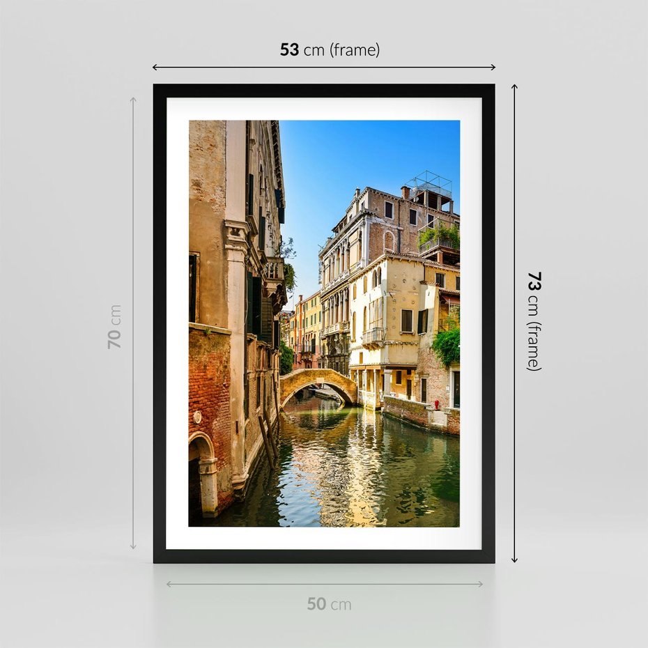 Plakat w ramie 50x70 - Magia Kanałów Weneckich - Wenecja, kanały - rama czarna