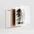 Plakat w ramie 50x70 - Ławka Pod Śniegiem - zimowy pejzaż, ławka pod śniegiem - rama drewno