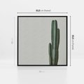 Obraz w ramie 50x50 - Zieleń i Subtelność - kaktusy, liście - rama czarna