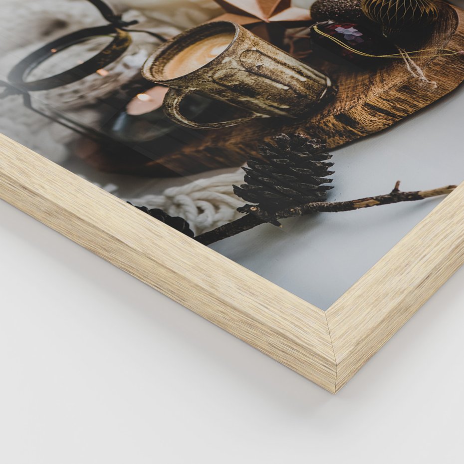 Zestaw obrazy w ramie 50x70 galeria - Kawa, napis, cytat, kuchnia, salon - rama drewno