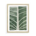 Plakat w ramie 50x70 - Zielone Wielkości: Zbliżenie Liścia - zbliżenie duz liść, jasna zieleń - rama drewno