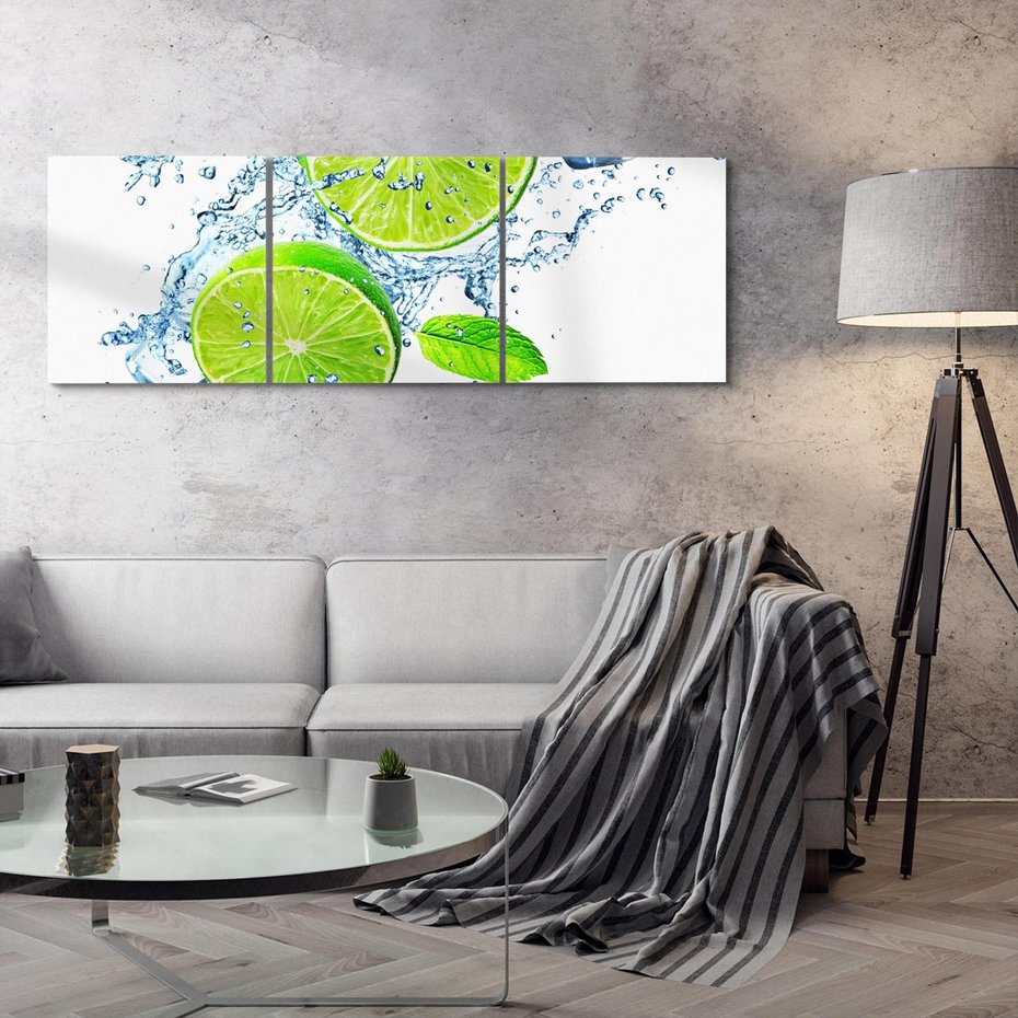 Obraz na płótnie 120x40 - Świeżość i Witalność - limonka, owoce