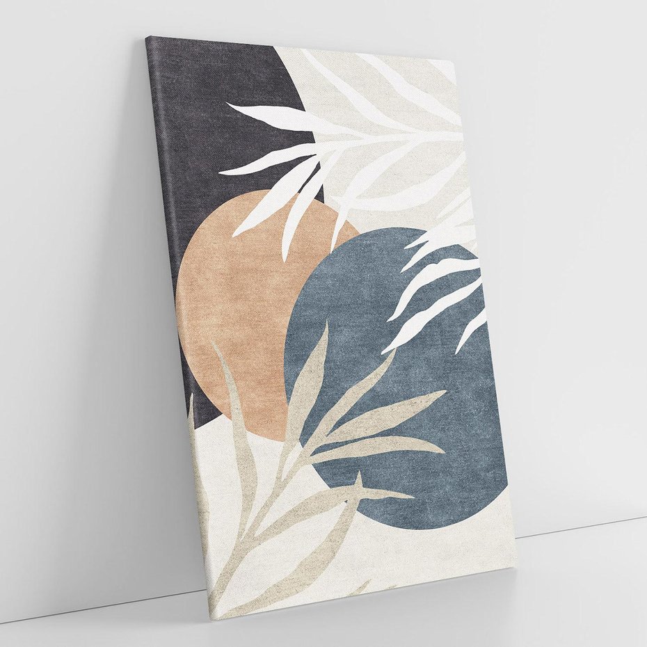 Obraz na płótnie 80x120 - Symfonia skradzionych chwil - cienie liści palmy, beżowe tłó