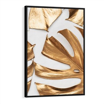 Obraz w ramie 70x100 - Siła Natury - złote, liście - rama czarna
