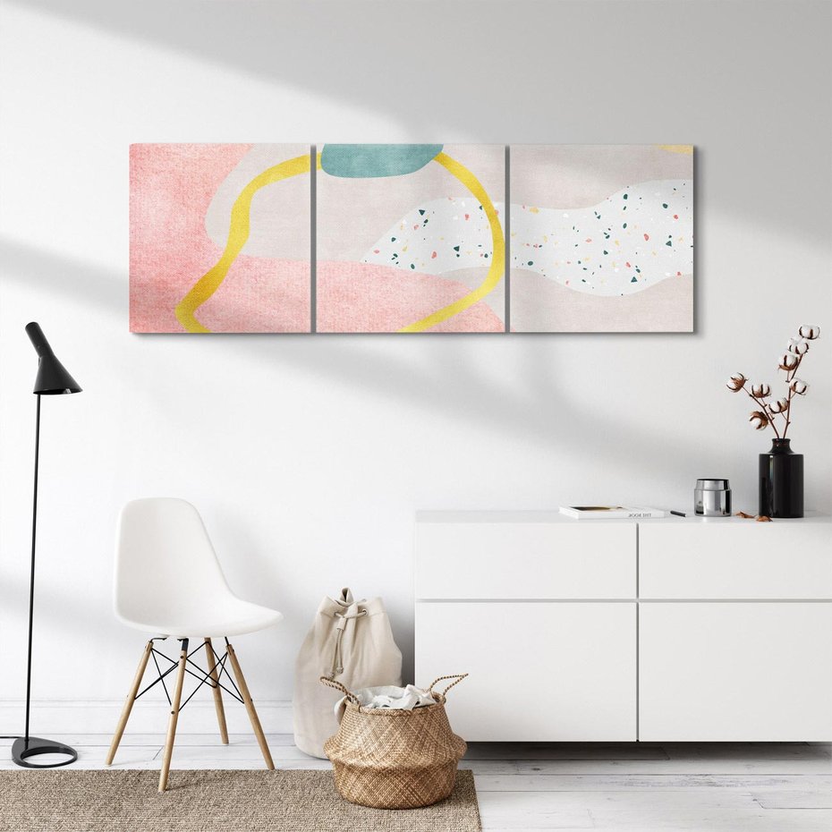 Obraz na płótnie 150x50 - Ekspresja w ruchu pędzla - abstrakcja, połączenie kształtów