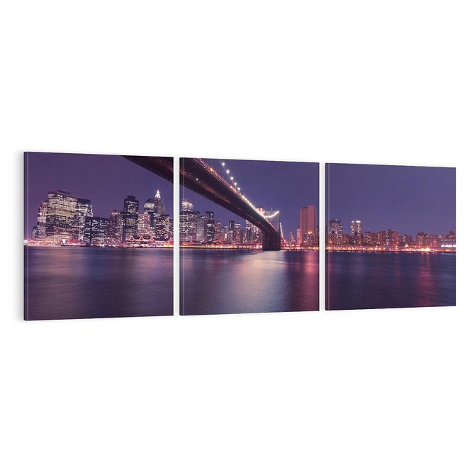 Obraz na płótnie 90x30 - Most w Nowym Jorku nocą - most, Nowy Jork