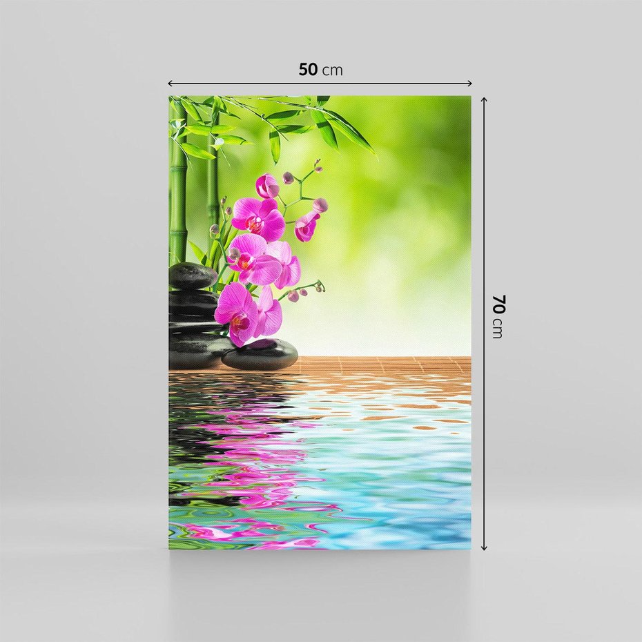 Obraz na płótnie 50x70 - Oaza Storczyka i Wody - spa, storczyk