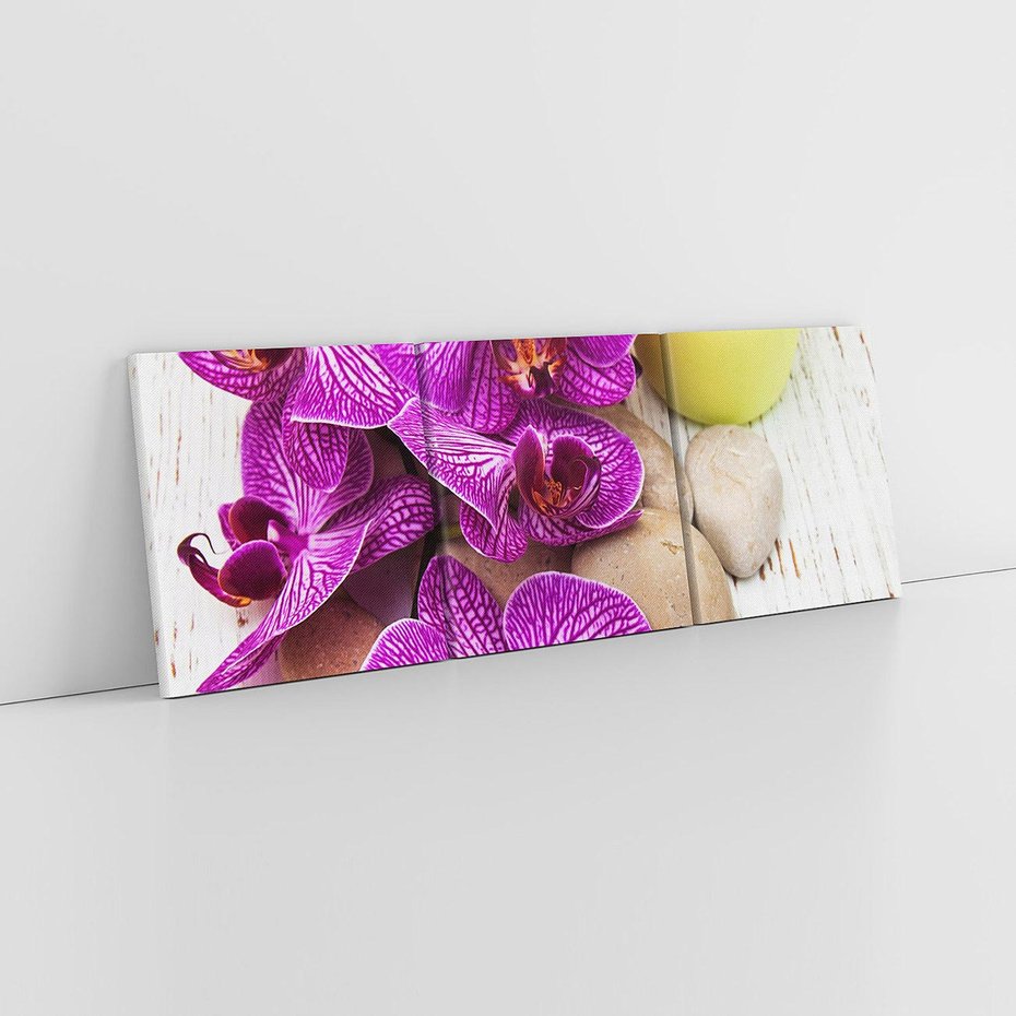 Obraz na płótnie 90x30 - Relaksujące spa w otoczeniu orchidei - spa, świece
