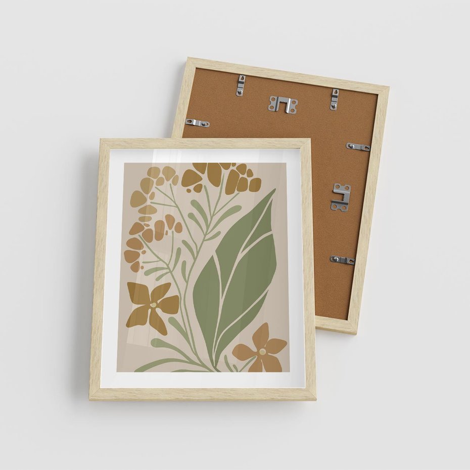 Plakat w ramie 40x50 - Subtelność Utajona - nowoczesny plakat, roślinność - rama drewno