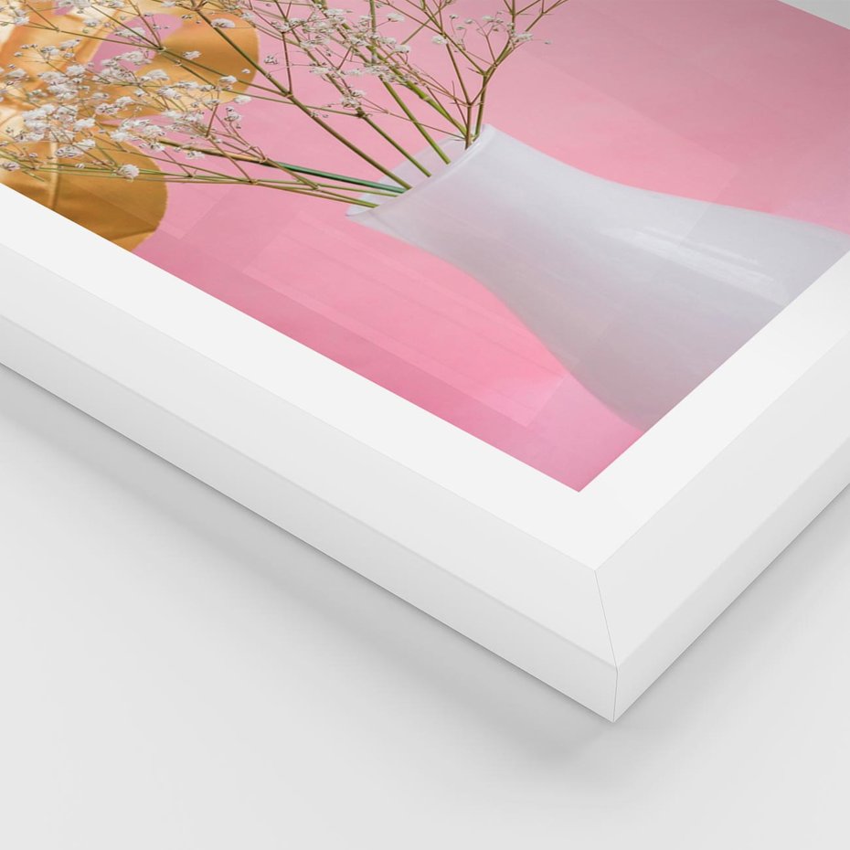 Plakat w ramie 50x70 - Przyjemność Złotej Natury - złote, liście - rama biała