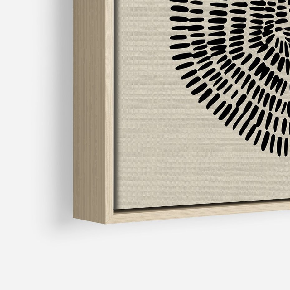 Obraz w ramie 50x70 - Nowoczesne Odbicia Wnętrza - boho plakat, czarne kropki kreski - rama drewno
