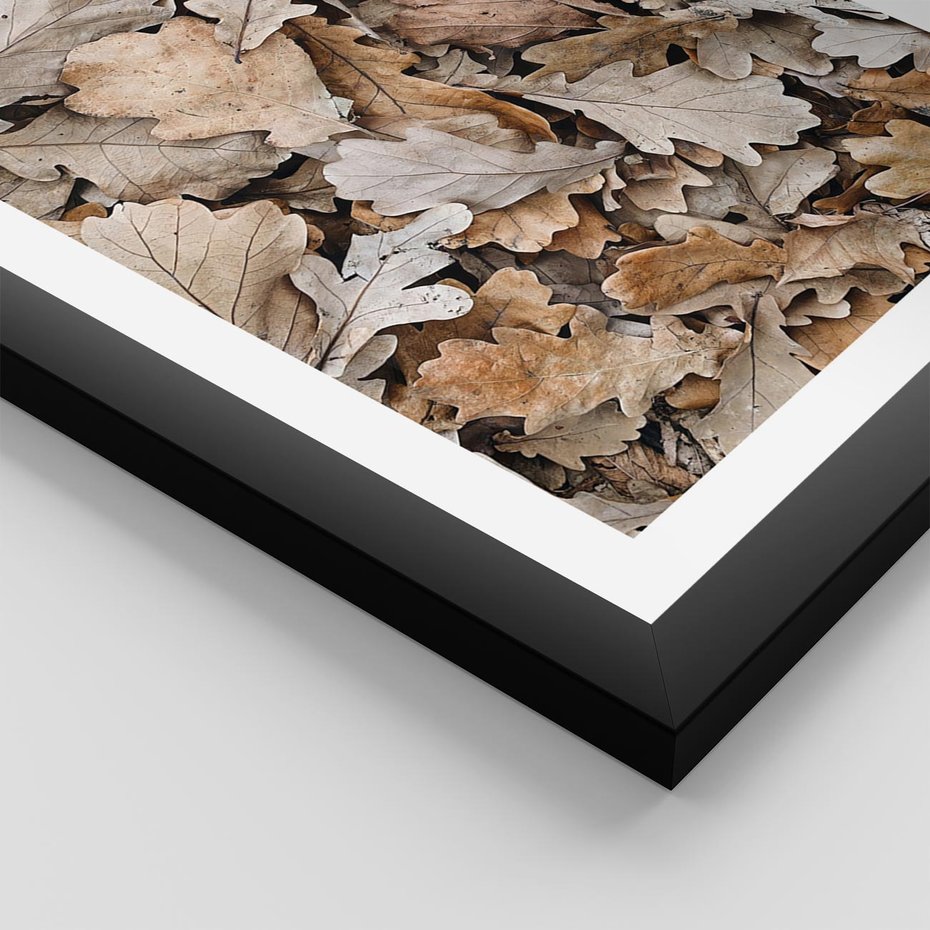 Plakat w ramie 40x50 - Nostalgiczny Pejzaż - suche liście, jesień - rama czarna