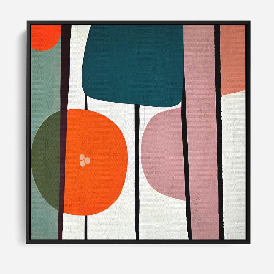 Obraz w ramie 50x50 - Migotliwa Aura Serca - abstrakcyjny obraz olejny, dziwne formy - rama czarna