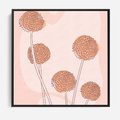 Obraz w ramie 50x50 - Rozkwitające Emocje - minimalistyczny plakat, pudrowe kwiaty - rama czarna