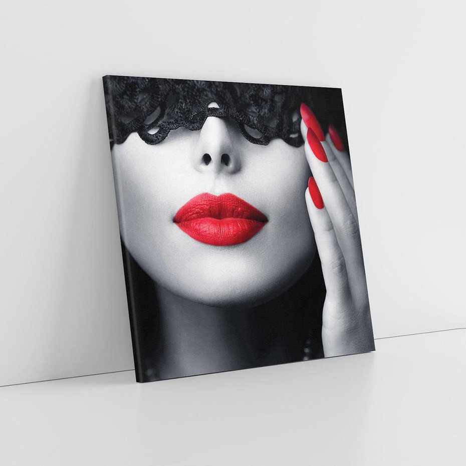Obraz na płótnie 80x80 - Piękno usta i szminka - usta, szminka