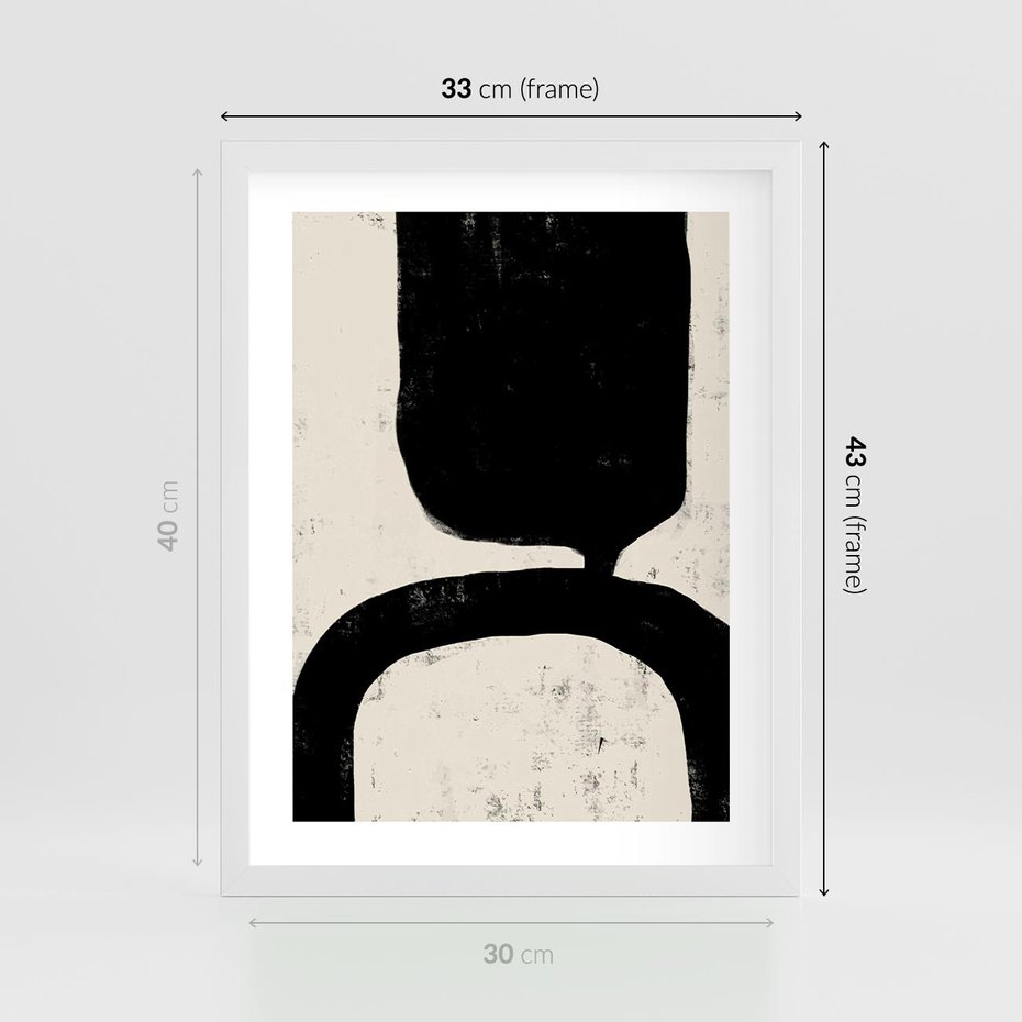 Plakat w ramie 30x40 - Przenikające Plamy - abstrakcyjna sztuka, minimalizm - rama biała