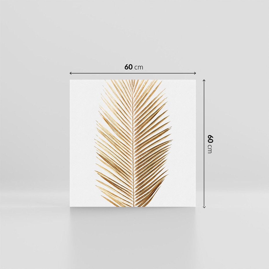 Obraz na płótnie 60x60 - Złoty blask palmowego liścia - złota, palma