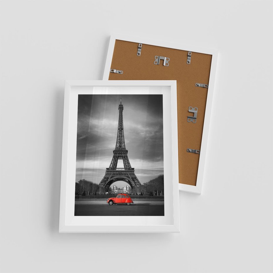 Plakat w ramie 30x40 - Elegancja Wieży - wieża, Eiffla - rama biała