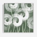 Obraz w ramie 50x50 - Spokojne Plamy Natury - zielony plakat, roślinne motywy - rama biała