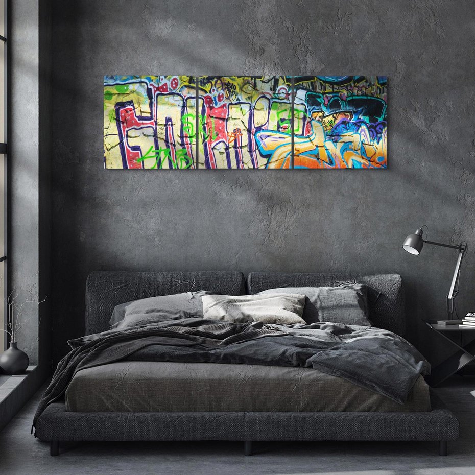 Obraz na płótnie 120x40 - Kolorowy wyraz - graffiti