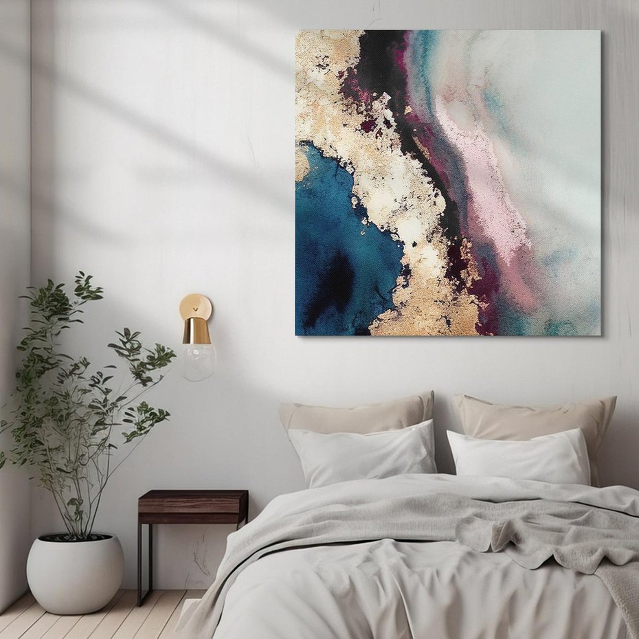 Obraz na płótnie 60x60 - Elegancki Impuls - abstrakcyjne plamy, rozlana farba