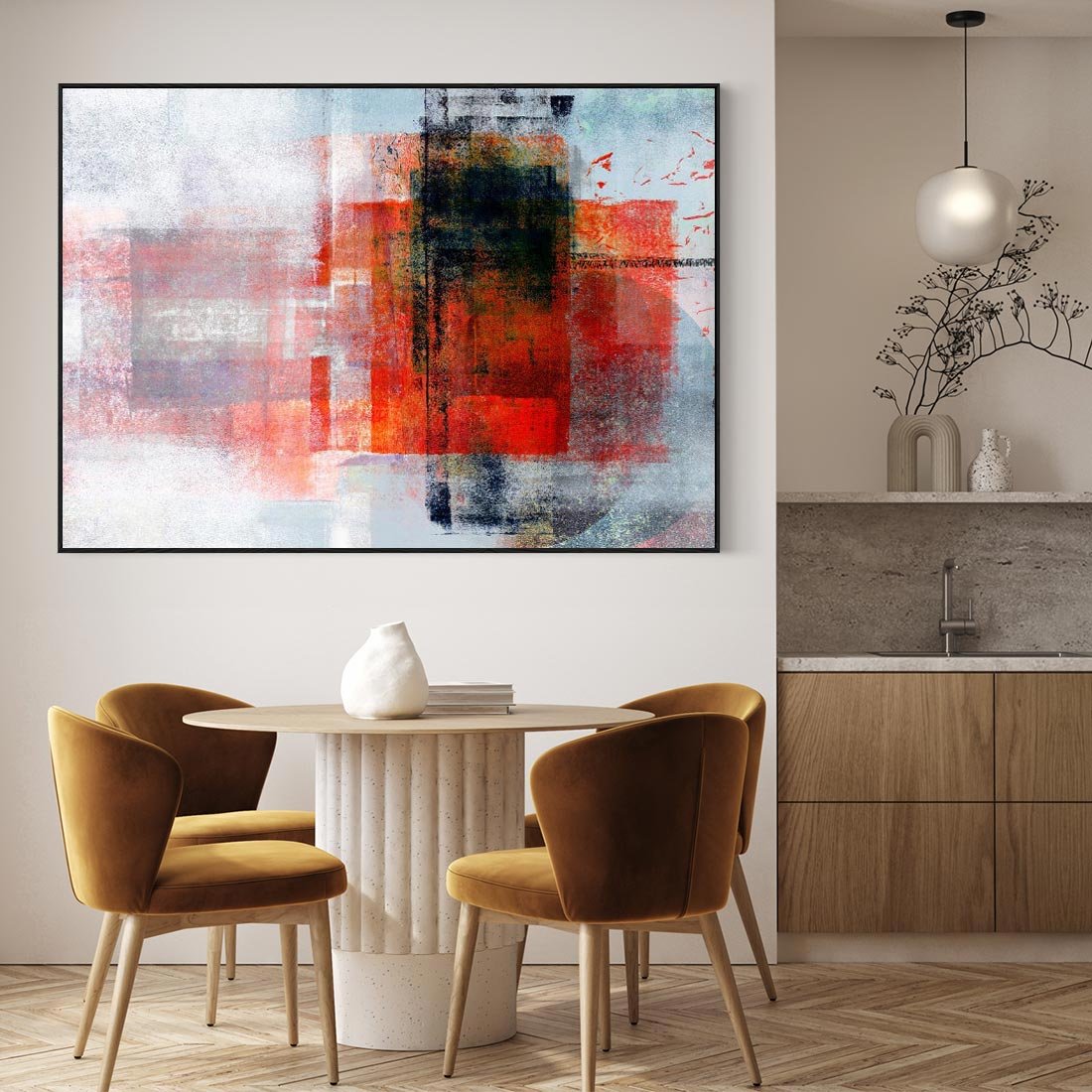 Obraz w ramie 100x70 - Burza Emocji - wyrazista abstrakcyjna sztuka, dramatyzm - rama czarna