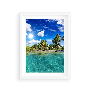 Plakat w ramie 50x70 - Rajskie wakacje na plaży - plaża, wakacje - rama biała