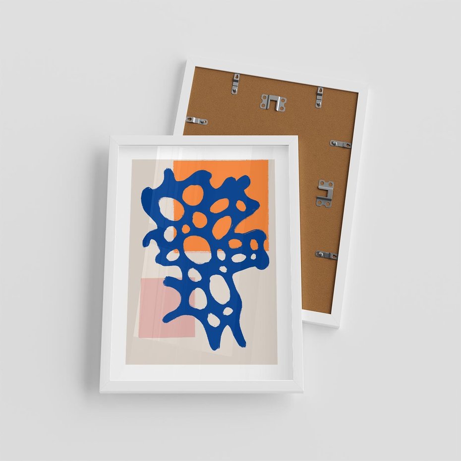 Plakat w ramie 30x40 - Delikatne Plamiste Refleksje - abstrakcja, nowoczesny plakat - rama biała