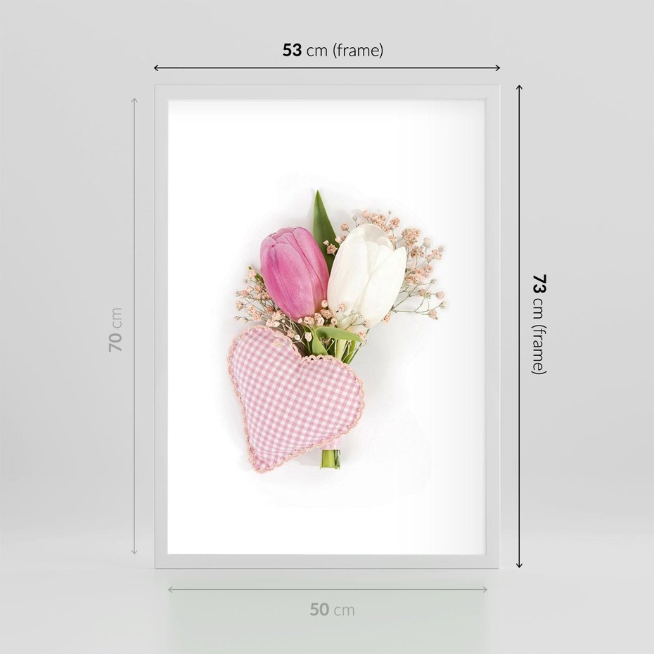Plakat w ramie 50x70 - Kolorowa Harmonia - kwiaty, bukiet - rama biała