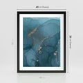 Plakat w ramie 40x50 - Marmurowa Elegancja: Kolory Oceanu - marmur, kolory oceanu - rama czarna