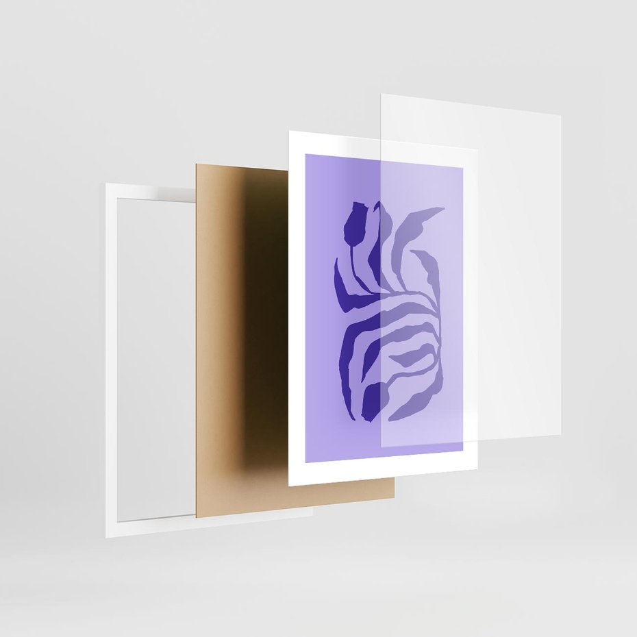 Plakat w ramie 30x40 - Boho Sztuka Wolności - kwiaty, energetyczne fioletowe tło - rama biała