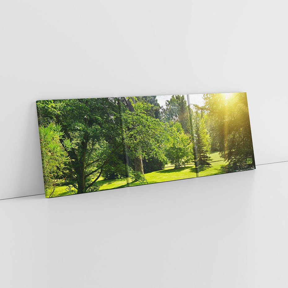 Obraz na płótnie 150x50 - Ogród: urok drzew i roślinności - ogród, drzewa