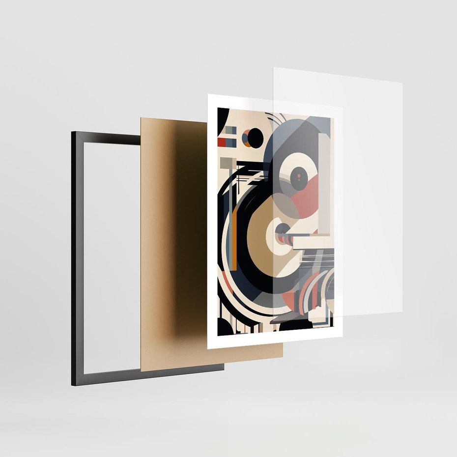 Plakat w ramie 50x70 - Wibracje Marzeń - abstrakcyjny obraz, geometryczne koła - rama czarna