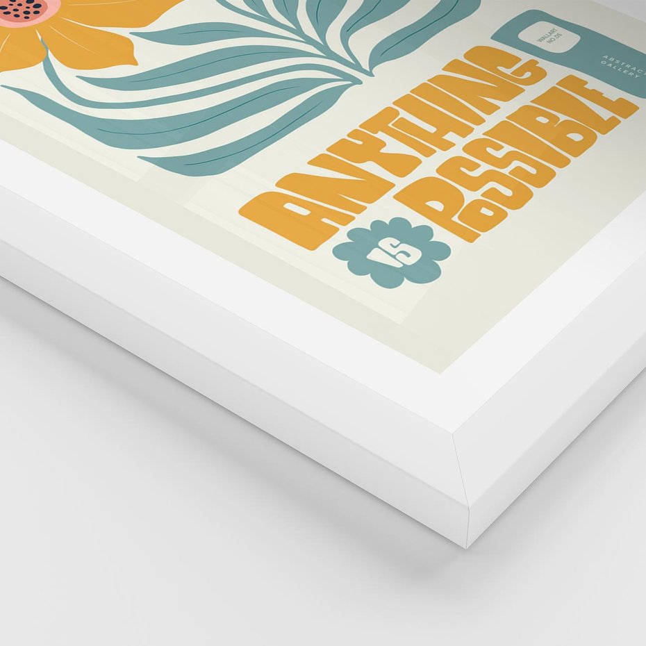 Plakat w ramie 30x40 - Kolorowa Harmonia - sztuka nowoczesna, pastelowe kwiaty - rama biała