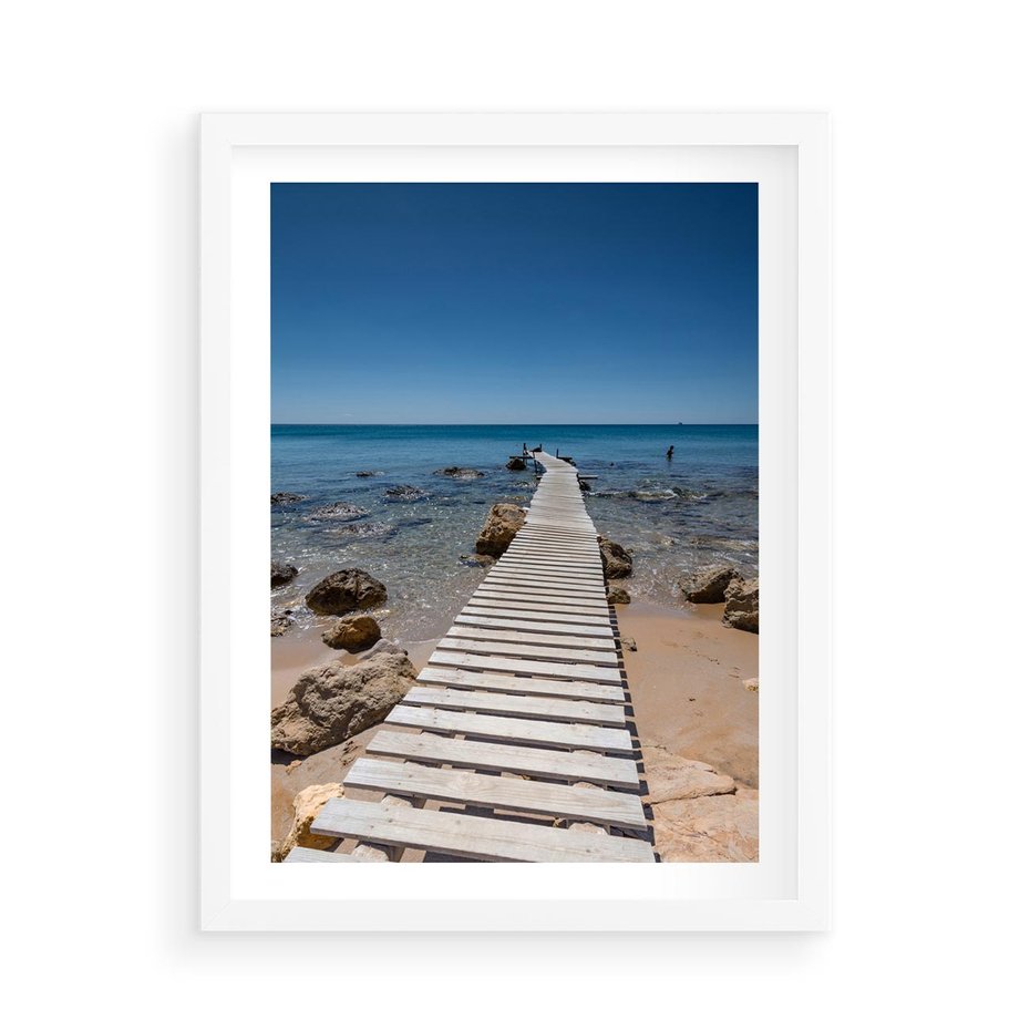 Plakat w ramie 50x70 - Oaza spokoju - plaża, morze - rama biała