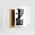 Plakat w ramie 40x50 - Geometryczna Asymetria - architektura, czarno białe zdjęcie - rama biała