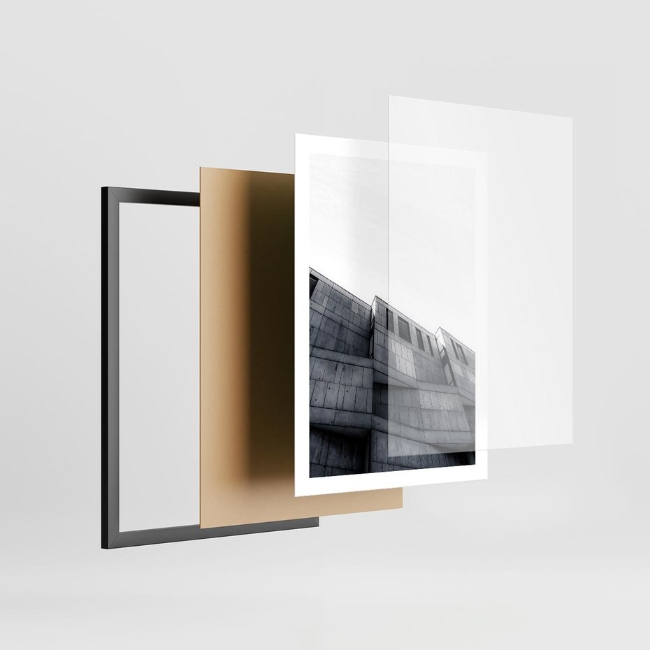 Plakat w ramie 50x70 - Surowa Elegancja Architektury - architektura, surowe formy - rama czarna