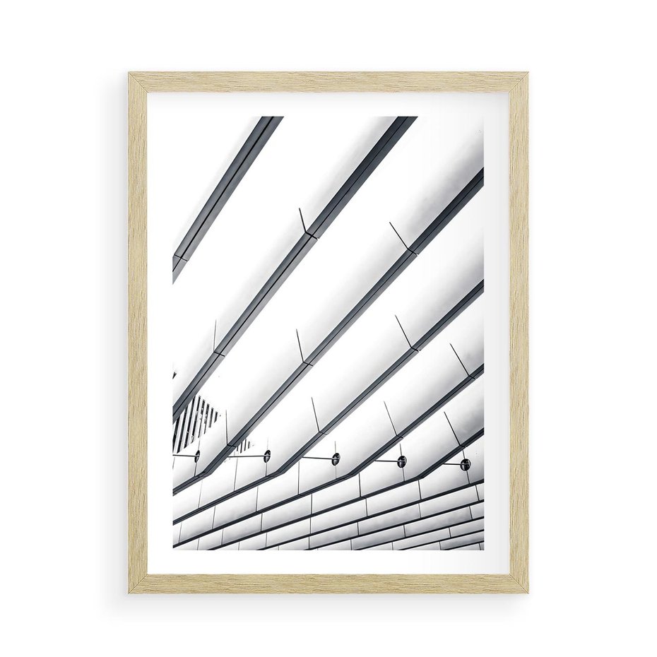 Plakat w ramie 50x70 - Czarno-Biała Fotografia Architektury - nowoczesna architektura, bialo czarny - rama drewno