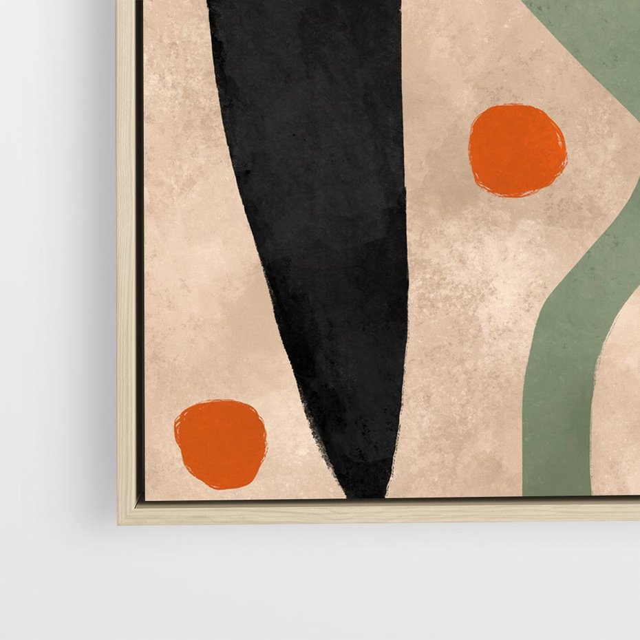 Obraz w ramie 80x80 - Impresje Boho - abstrakcyjny obraz, plakat - rama drewno