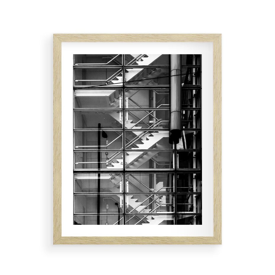 Plakat w ramie 40x50 - Schody do architektonicznej przestrzeni - schody, architektura - rama drewno